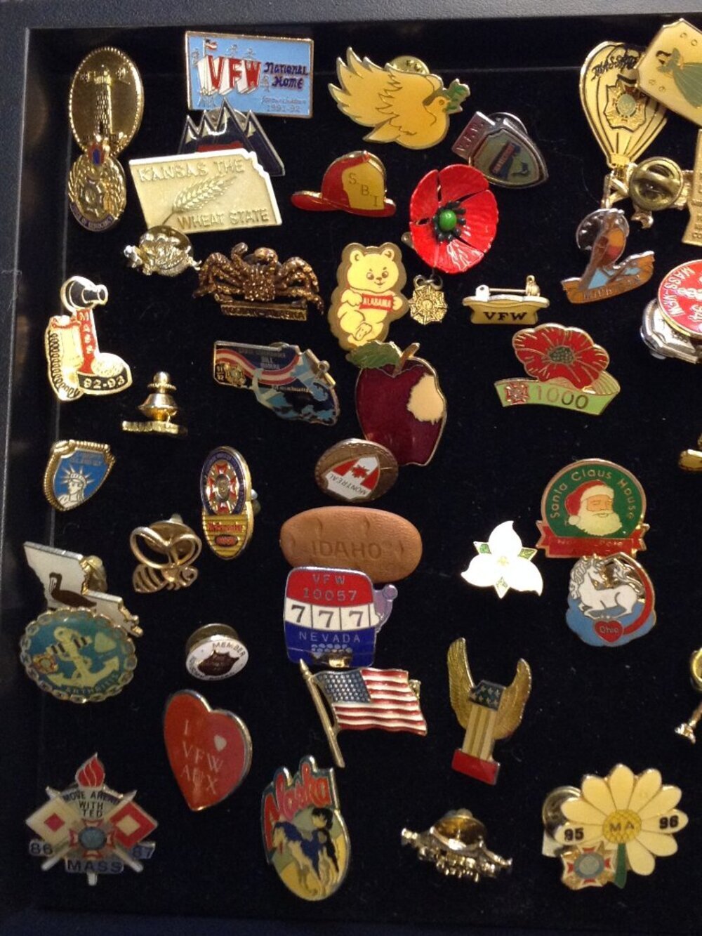 VTG Large Collection of Military Auxiliary VFW State Pins; over 85+ Pins Collect